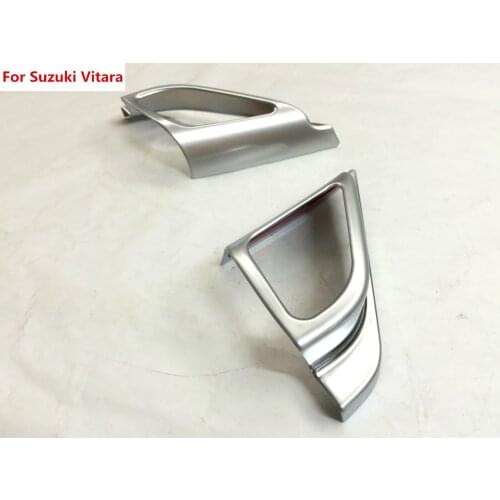 For Suzuki Vitara 2016 2017 stick ABS chrome Car frame inner A column Audio Speak Sound Cover Ring circle lamp trim 2pcs