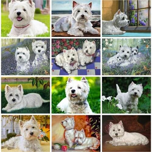 Huacan Diamond Painting Full Square Dog Living Room Wall Decoration Mosaic Animal Embroidery Handmade Gift Diamond Art