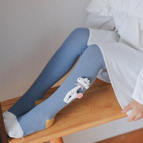 Kids Girl Leggings Baby Boomers Pants Cartoon Cotton Embroidery Girls Leggings Warm Leggings Pantyhose Print Animal Deer Doll