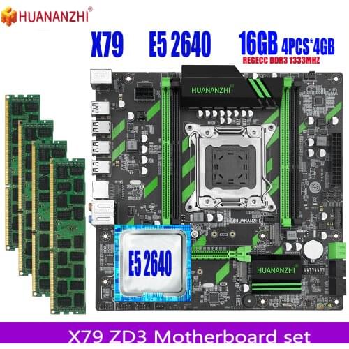 HUANANZHI X79 ZD3 motherboard with Xeon E5 2640 4x4GB=16GB 1333MHz 10600R DDR3 ECC REG memory motherboard set