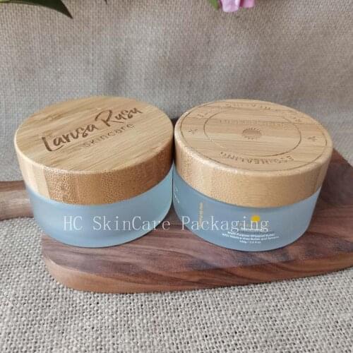 Custom Logo Frosted Glass Cbd Herb Cream Jar Makeup Lip Gloss Packaging Cosmetic Container For Body Cream Jar With Lid