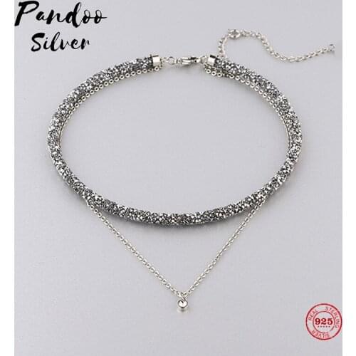 Fashion Charm Pure 925 Silver Original 1:1 Copy, Simple Design Short Clavicle Chain Wild Necklace Female Luxury Jewelry Gifts