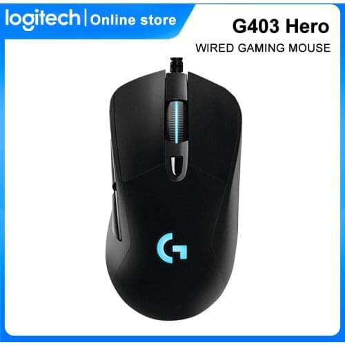 Logitech G403 HERO Gaming Mouse Wireless 16K Sensor RGB 16000 DPI Wired Mouse Adjustable Mice for Windows 10/8/7 Laptop Computer