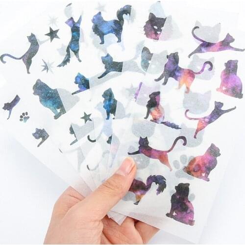 6Sheets/Pack Korean Star Cat Decoration Scrapbooking Stickers Transparent PVC Stationery Diary Stickers