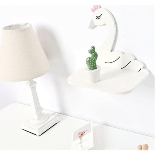 27cm Wall Shelf Swan Wood Hanging Holder for Child Room Artificial Flower Decorative Shelve Wedding Home Decoration