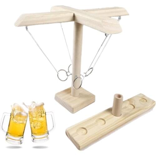 Drinking Ring Toss Hook Loop Game Toy Wooden Ring Toss Hook Game Bar Family Adult Party Outdoor Four Person Drinking Game Ring