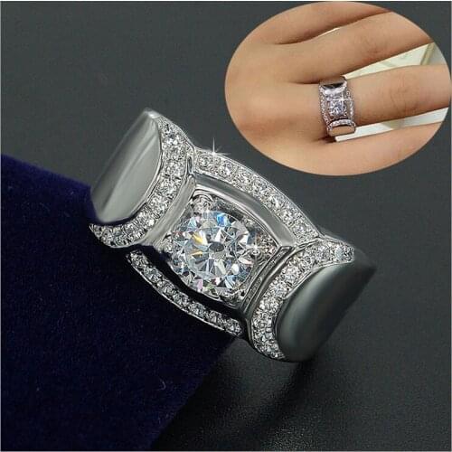 Luxury Male 7mm Lab Diamond Ring Real 925 sterling silver Jewelry Engagement Wedding band Rings for men Fine Party accessory
