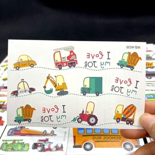 Baby Boy Car Autotruck Temporary Tattoo Stickers Bus Kid Cartoon Fake Tatoos Waterproof Party Decoration Tatto