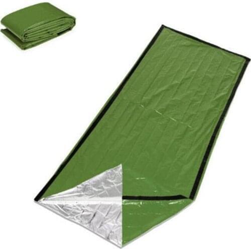 2pcs Aluminum Film Sleeping Bag 200x90cm Outdoor Emergency Tent Green Keep Warm First Aid Lifesaving Blanket