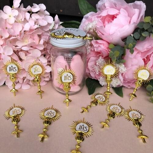 12 My First holy communion souvenirs bags box decoration Cáliz confetti Chalice IHS symbol Charm table centerpiece decorations