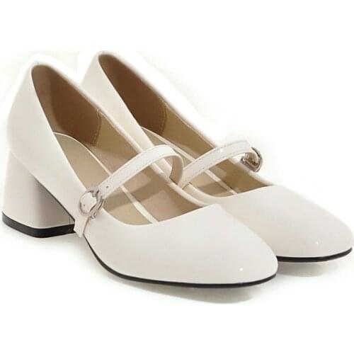 Big Size 9 10 11 12 ladies high heels women shoes woman pumps Mary Janes Shoes Shallow Heavy-heeled Single Shoes