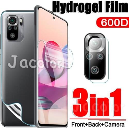 3IN1 Safety Hydrogel Film For Xiaomi Redmi Note 10s Water Gel Soft Film Redmy Note10s M2101K7BG Camera+Back+Front Screen Films