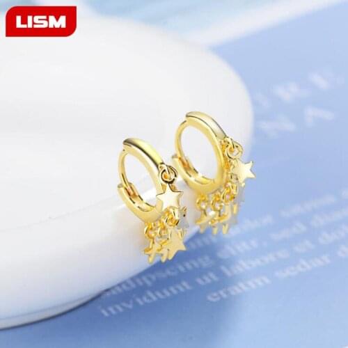 925 Sterling Silver Hanging Earrings For Women Star Cross Charm sterling-silver-jewelry Small Hoop Earring