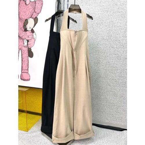 Quality Autumn High Women Linen Halter Jumpsuits Female Strapless Rompers Playsuits 2 Color Ddxgz2v 5.24