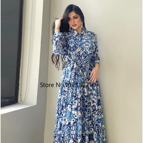Floral Abaya Turkish Kimono 2021 Dubai Women Long Sleeve Shirt Dresses Muslim Fashion Evening Gowns Turkish Ladies Boho Dress