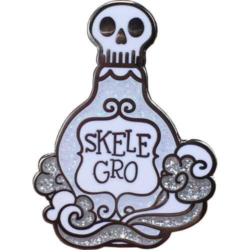 Skele-Gro bottle lapel enamel pin