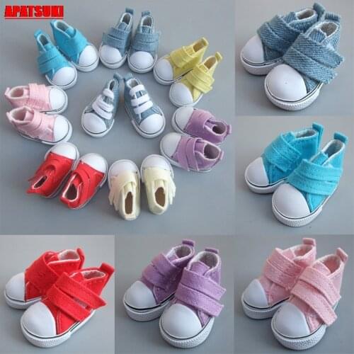 1Pair 5cm Canvas Shoes Denim Sneakers Shoes For 1:6 BJD Doll Mini Shoes Doll Accessories for 1/6 Dolls DIY Toy for Kid Best Gift