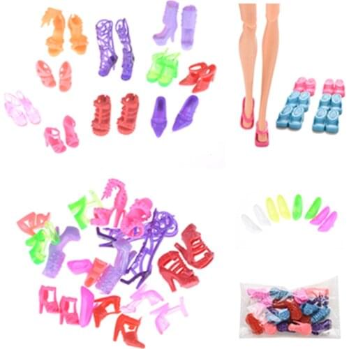 10 Pairs/Set Trendy Mixed Random Doll Shoes Multiple Styles Heels Sandals For Barbie Dolls Accessories