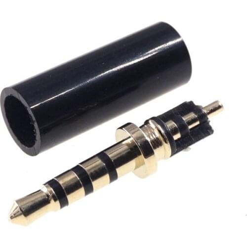 100pcs 2.5 mm 4 poles Stereo audio plug Jack Adapter connector dual channel TRS microphone 4 Conductor Solder Wire with Cover