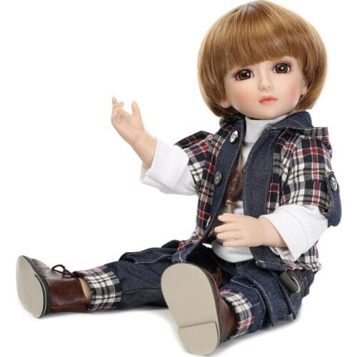 45cm BJD Dolls Full Silicone Cute American Boy with Short Hair and Lovely Kids Clothes Silicone Reborn Baby Dolls Kids Gifts
