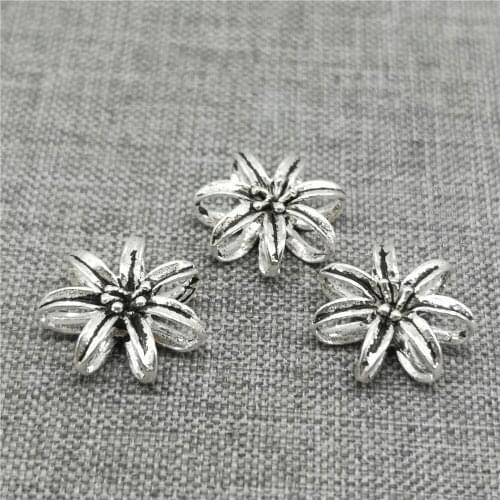 5 Pieces of 925 Sterling Silver Flower Blossom Connector Charm for Floral Bracelet