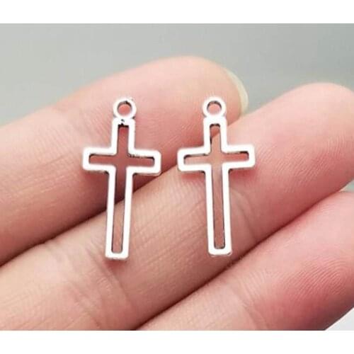 50pcs/lot--23x11mm, Antique silver plated cross charms,DIY supplies,Jewelry accessories