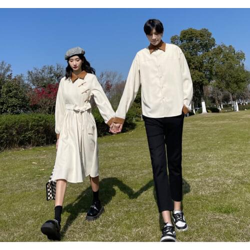 Spring 2021 Small fragrance Style shirt set spring fresh couple outfit couples clothes couples clothing