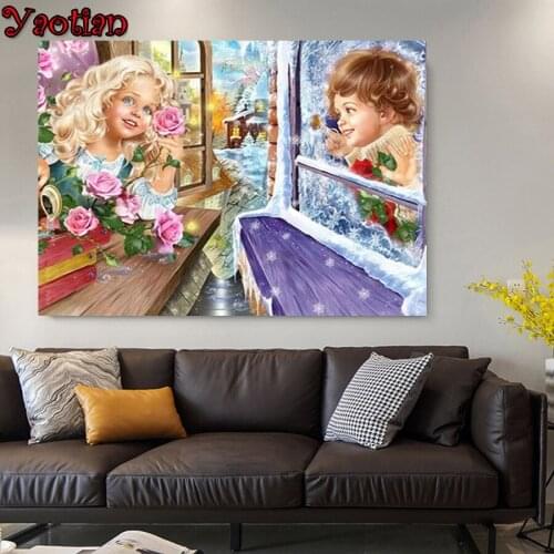5D drill DIY Diamond Embroidery Boy And Girl Good Friends Diamond Painting Cross Stitch Mosaic Full Rhinestones Home decor