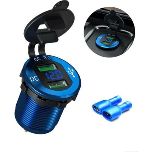 5v car power adapter QC3.0 fast charger metal dual USB +Voltmeter charger socket Car & motorcycle modification