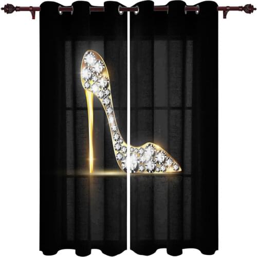 High Heels Gems Glitter Living Room Kitchen Balcony Luxury Drapes Window Panel Fabric Outdoor Curtain For Pergola Bedroom Custom