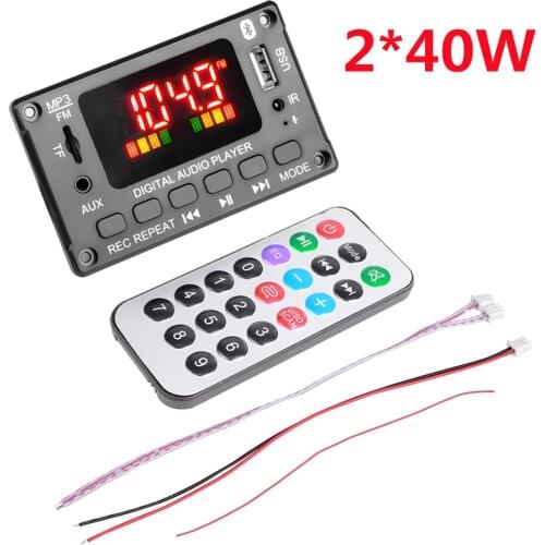 DC 7V-26V 80W Amplifier MP3 Decoder Board Bluetooth V5.0 Car Player USB Recording Module FM AUX Radio For Speaker Hands-free