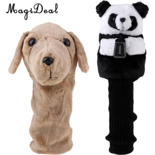 MagiDeal 2Pcs/Set Animal Sports Golf Driver Wood Head Cover - Dog + Panda Headcover Accessories