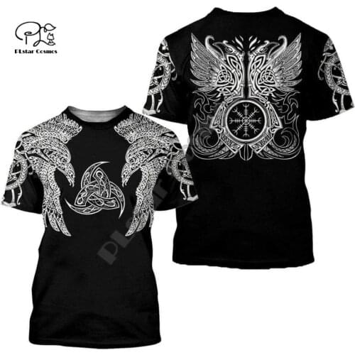 PLstar Cosmos Viking Warriors Vikings Tattoo Symbol Harajuku NewFashion 3DPrint Unisex Short Sleeves T-shirts Men/Women funny s7