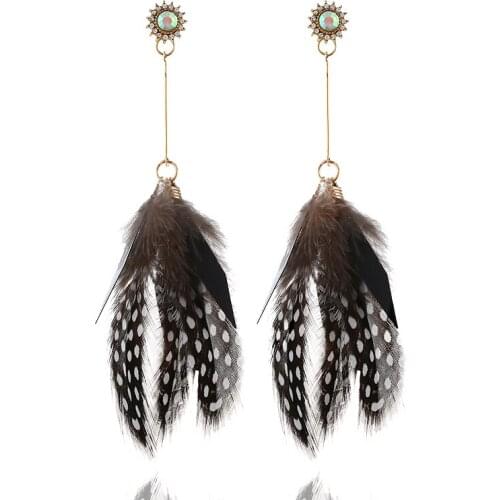 HOCOLE 2018 Fashion Feather Drop Earrings for Women Ethnic Boho Big Long Dangle Statement Earring Wedding Jewelry Accessories