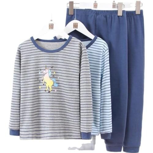 Boys Long Johns Set Winter Kids Thermal Underwear Autumn Homewear For Kids Cotton Thickened Warm Boys Girls Childrens Pajamas