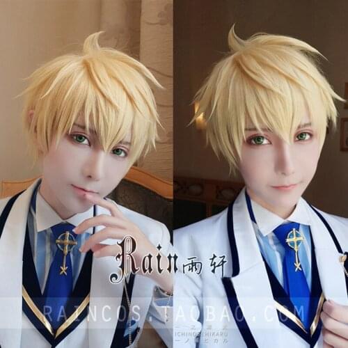 Gilgamesh Short Golden Wig Cosplay Fate/EXTRA CCC Fate/Zero Fate/stay night Heat Resistant Hair Cosplay Wigs + Wig Cap