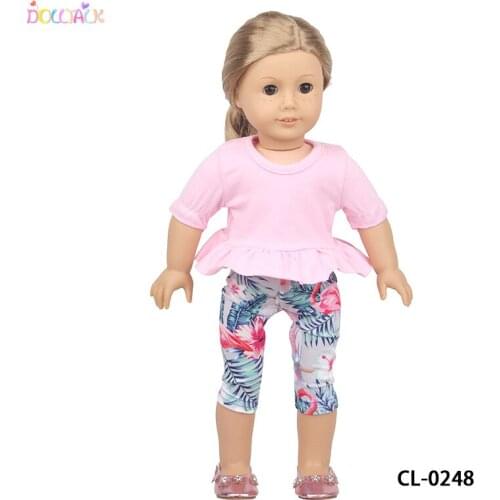 Doll ClothesPink flamingo suit Fit 18Inch American Doll Girls And 43Cm New Born Baby item Halloween gift （Only sell clothes