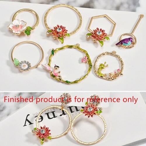 Summer style 10pcs/lot Enamel flower/animal decoration geometry round/hexagon shape alloy floating locket charms jewelry pendent