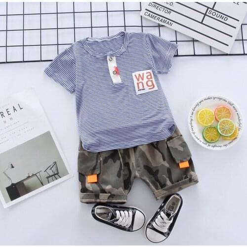 Summer Clothing for Boy Stripe Baby Boy Clothes T-Shirt+Shorts Kids Clothing Sets 2 Pcs Casual Clothing Sets Casual Boy Clothing