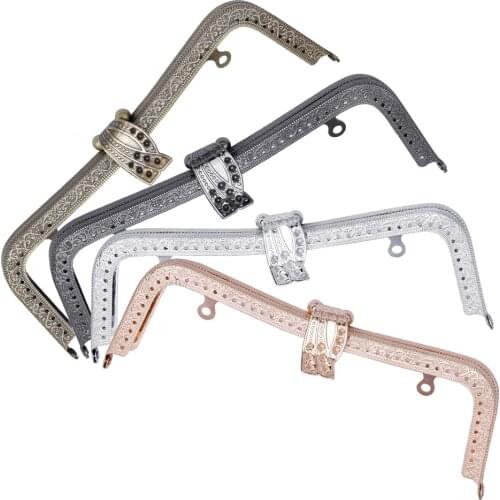 20CM Metal Purse Frame Clutch Bag Accessories DIY Metal Frame Clasp Handle Lock Bronze Embossing M-shaped Handbag Hardware