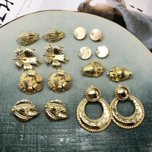 Geometric Alloy Punk Styles Clip Earrings Metal Flower Wing Party Gifts