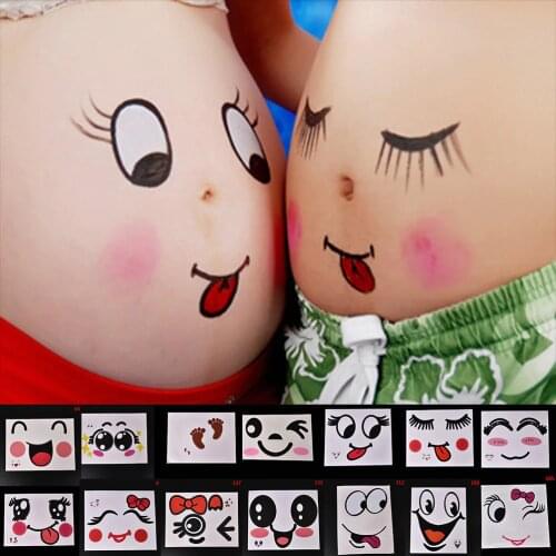 Cute Lovely Temporary Tattoo Women Pregnant Body Belly Maternity Photo Props Pregnancy photographs belly painting photo stickers