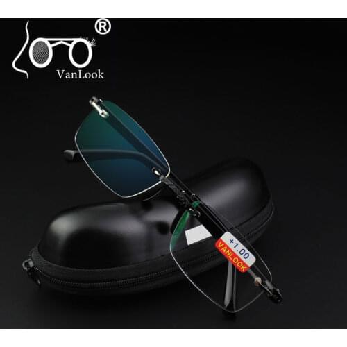 Rimless Reading Glasses with Case +1.00 +1.50 +2.00 +2.50 +3.00 +3.50 +4.00 TR90 Oculos de Leitura Men Anti-reflective