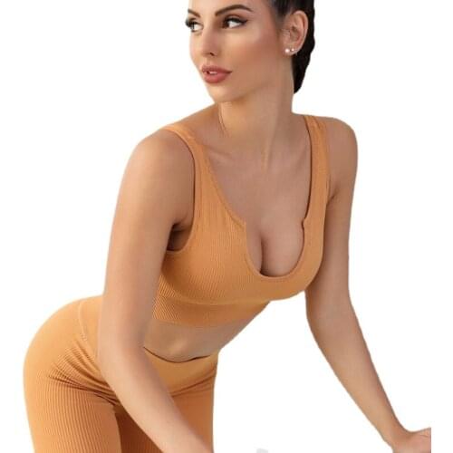 New Seamless Knitted Sexy Sports Vest Pants Yoga Clothes Fitness Suit