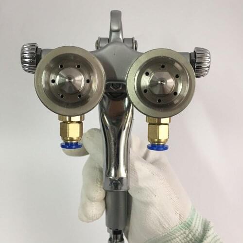 SAT1189 high quality double nozzle spray gun 1.3mm stainless steel nozzle gun chrome paint air gun high pressure pneumatic spray