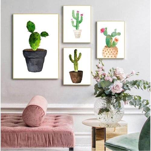 Watercolor Plants Cactus Flower Poster Prints Minimalist Decoration Art Canvas Painting Wall Picture for Living Room Home Decor
