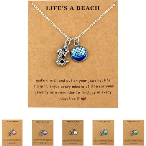 Beach Jewelry Sand Dollar Fish Scale Seahorse Octopus Turtle Starfish Seashells Whale Wave Mermaids Necklaces for Women