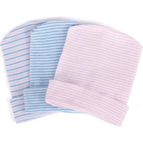 Baby Girls Striped Beanies Infant Warm Hats Cotton Fashion Caps Toddler Newborn Turban Wraps Elastic Bonnet Unisex Cut Beanie