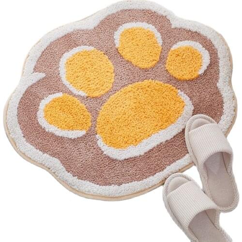 1 PC Cat Paw Door Mats Coral Velvet Carpet Non-slip Entrance Indoor Floor Mat Super Cute Cat Paw Pattern Pink High Qiality Gift