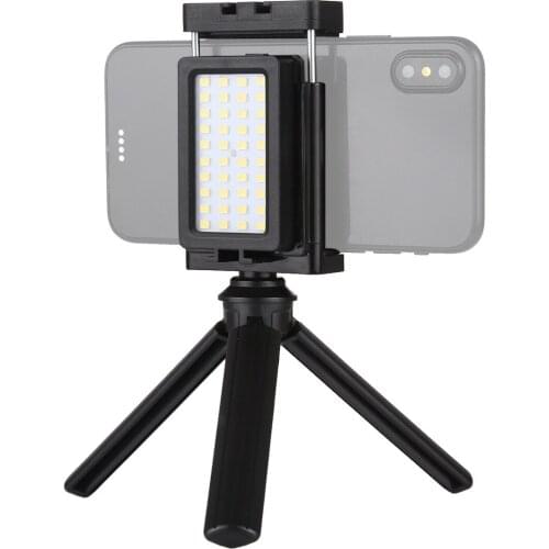 PULUZ Mobile Phone Live Set Pocket Self-Timer Fill Light Phone Clamp Bracket Mount Desktop Tripod(Black)